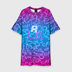 Платье клеш для девочки Rock star neon, цвет: 3D-принт