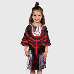 Платье клеш для девочки Red stripes on a black and white background, цвет: 3D-принт — фото 2