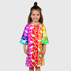 Платье клеш для девочки Marshmello rainbow, цвет: 3D-принт — фото 2