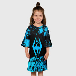 Платье клеш для девочки Skyrim краски лого, цвет: 3D-принт — фото 2