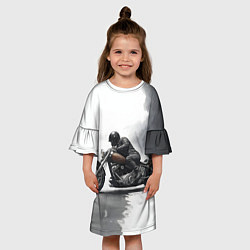 Платье клеш для девочки Крутой байкер скетч, цвет: 3D-принт — фото 2