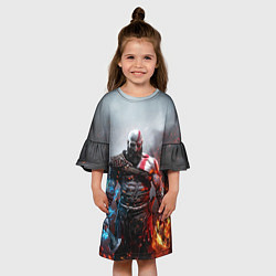 Платье клеш для девочки God of War Кратос, цвет: 3D-принт — фото 2