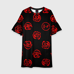 Платье клеш для девочки Twenty one pilots rose pattern, цвет: 3D-принт