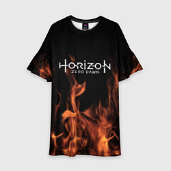 Платье клеш для девочки Horizon: Zero Dawn fire steel, цвет: 3D-принт