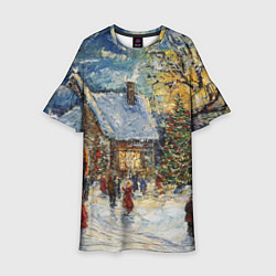 Детское платье Новогодние каникулы картина маслом