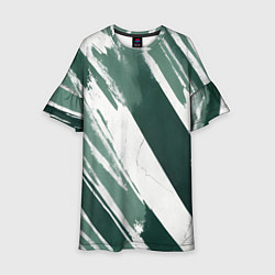 Платье клеш для девочки Косая зеленая полоска, цвет: 3D-принт
