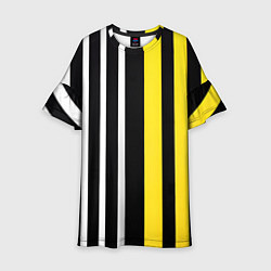 Детское платье Вертикальные полосы триколор жёлтый