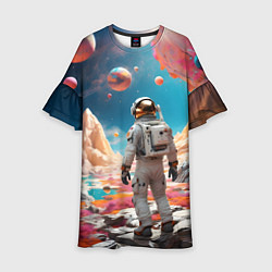 Детское платье Космонавт на розовой планете