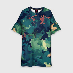 Детское платье Армейский камуфляж зеленый