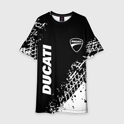 Платье клеш для девочки Ducati - следы от шин, цвет: 3D-принт