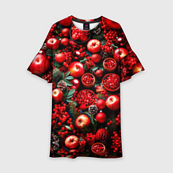 Детское платье Рождественские ягоды и фрукты