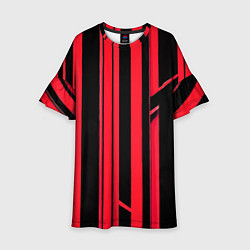 Детское платье Толстые красные полосы на чёрном фоне