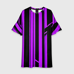 Детское платье Толстые фиолетовые полосы на чёрном фоне