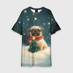 Детское платье Мопс и маленькая елочка