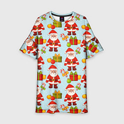 Детское платье Новогодний паттерн с Сантой и подарками