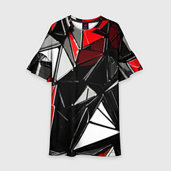 Детское платье Красно-белые рельефные треугольники на чёрном фоне