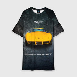 Платье клеш для девочки Спортивный американский Chevrolet Corvette, цвет: 3D-принт