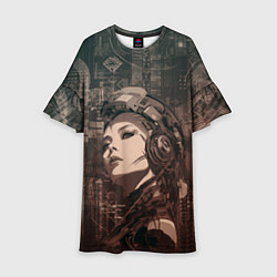 Платье клеш для девочки Волевая девушка-андроид, цвет: 3D-принт