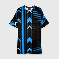 Платье клеш для девочки Синие обои на чёрном фоне, цвет: 3D-принт