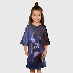 Платье клеш для девочки Джинкс эффект дыма, цвет: 3D-принт — фото 2
