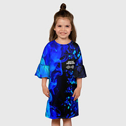 Платье клеш для девочки Arctic Monkeys - синий огонь и плиты, цвет: 3D-принт — фото 2