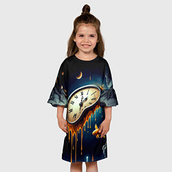 Платье клеш для девочки Течение времени - сюрреализм, цвет: 3D-принт — фото 2