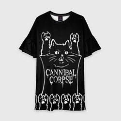 Платье клеш для девочки Cannibal Corpse: cat rock, цвет: 3D-принт