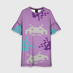 Платье клеш для девочки Пиксели, цвет: 3D-принт