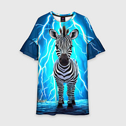 Платье клеш для девочки Зебра и удар молнии, цвет: 3D-принт