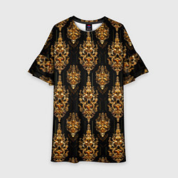 Платье клеш для девочки Тайский золотой орнамент, цвет: 3D-принт
