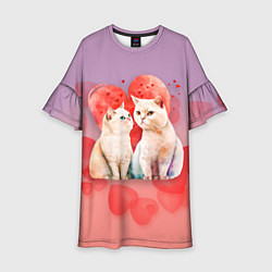 Платье клеш для девочки Мурчащая любовь, цвет: 3D-принт