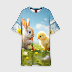 Детское платье Кролик и цыпленок встречают Пасху