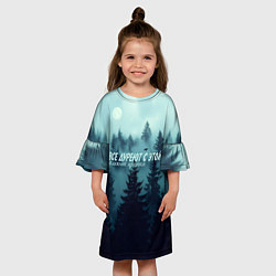 Платье клеш для девочки Все дуреют с этой таёжной красоты, цвет: 3D-принт — фото 2