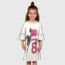 Платье клеш для девочки Любимой маме пион, цвет: 3D-принт — фото 2