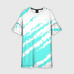 Платье клеш для девочки The color is light blue and white, цвет: 3D-принт