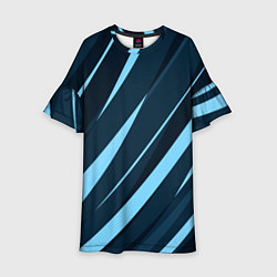 Детское платье Тёмный бирюзовый контрастные полосы