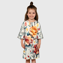 Платье клеш для девочки Паттерн с переплетением цветов, цвет: 3D-принт — фото 2
