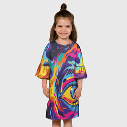 Платье клеш для девочки Глаза вселенной, цвет: 3D-принт — фото 2