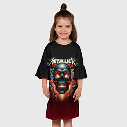Платье клеш для девочки Metallica - fire skull, цвет: 3D-принт — фото 2