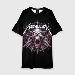Платье клеш для девочки Metallica - cool skull with horns, цвет: 3D-принт