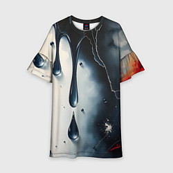 Платье клеш для девочки Сюрреалистичная абстракция с каплями, цвет: 3D-принт
