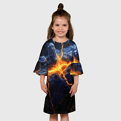 Платье клеш для девочки Молнии в разбитом небе, цвет: 3D-принт — фото 2