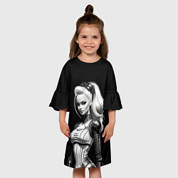 Платье клеш для девочки Барби - киберпанк нейроарт, цвет: 3D-принт — фото 2