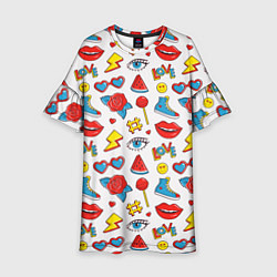 Детское платье Паттерн с яркими молодежными стикерами