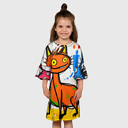 Платье клеш для девочки Смешные зверята, цвет: 3D-принт — фото 2