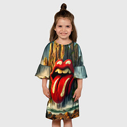 Платье клеш для девочки Rolling Stones - sea rocks, цвет: 3D-принт — фото 2