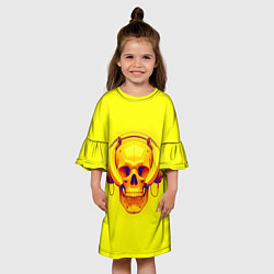 Платье клеш для девочки Yellow bananas skull - cyberpunk, цвет: 3D-принт — фото 2