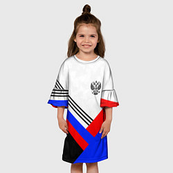 Платье клеш для девочки Герб России - минимализм, цвет: 3D-принт — фото 2