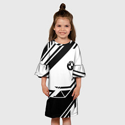 Платье клеш для девочки BMW geometry black, цвет: 3D-принт — фото 2