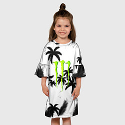 Платье клеш для девочки Monster energy пальмы, цвет: 3D-принт — фото 2